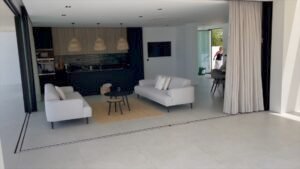 Large in wall sliding window for full outside inside experience.